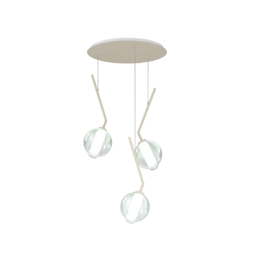 Immagine di Lampadario Rotondo Sabbia Tre Sfere Colorate Vetro Soffiato V Line Top Light