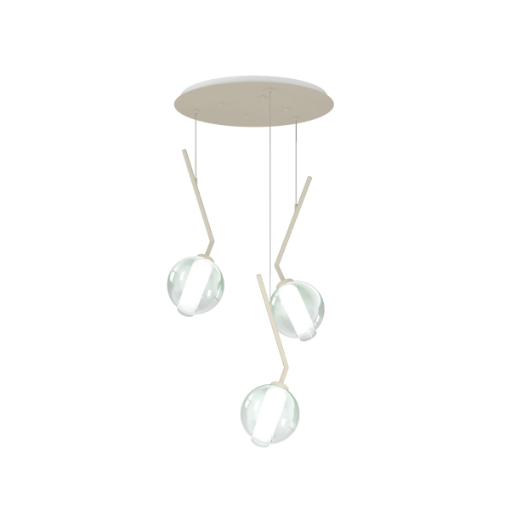 Immagine di Lampadario Rotondo Sabbia Tre Sfere Colorate Vetro Soffiato V Line Top Light