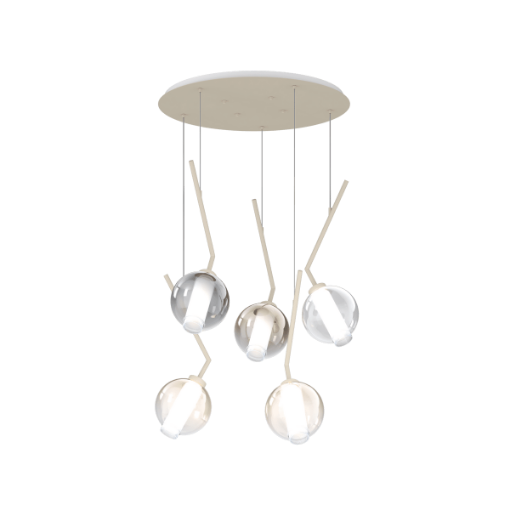 Immagine di Lampadario Soggiorno Moderno Sabbia Con Sfere Vetro Multicolor V Line Top Light