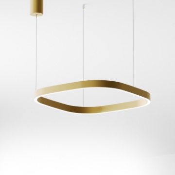 Immagine di Lampadario Oro Criseide S/1P Anello Quadrato Led 60W 3000k Dimmerabile Gea Luce