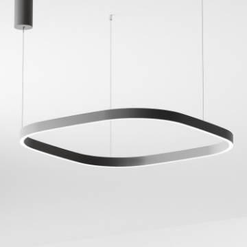 Immagine di Lampadario Anello Quadrato Nero Biemissione Led 80w 3000k Criseide S1G Gea Luce