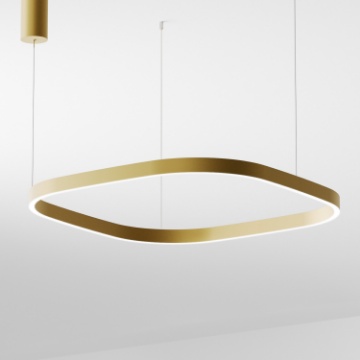 Immagine di Lampadario Moderno Oro Biemissione Led 80w 3000k Criseide S1G Quadrata Gea Luce