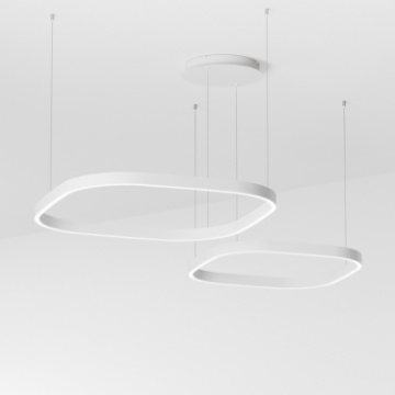 Immagine di Lampadario Decentrato Bianco Due Quadrati Led 90w 3000k Criseide S2D Gea Luce