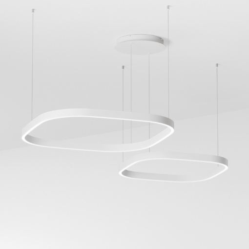 Immagine di Lampadario Decentrato Bianco Due Quadrati Led 90w 3000k Criseide S2D Gea Luce