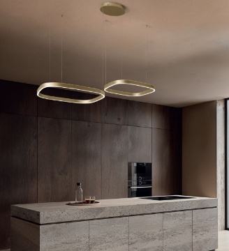 Immagine di Lampadario Decentrato Oro Per Soggiorno Criseide S2D Led 90w 3000k Gea Luce