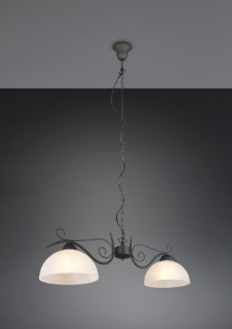 Immagine di Lampadario Bilanciere Rustico Country Ruggine 2 Luci Vetro Alabastro Trio Lighting