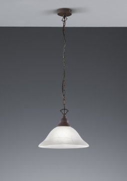 Immagine di Sospensione Rustica Country Ruggine Vetro Alabastro Ø33 cm Trio Lighting