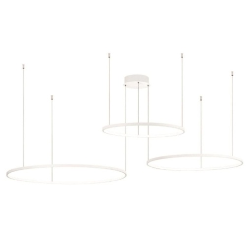 Immagine di Lampadario Decentrato Soel 3 Anelli Bianchi Led 103w CCT Dimmerabile Ondaluce