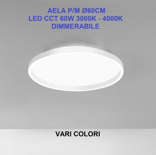 Immagine di Plafoniera Retroilluminata Aela 60cm Cerchio Led 3000k-4000k Dimmerabile Gea Luce