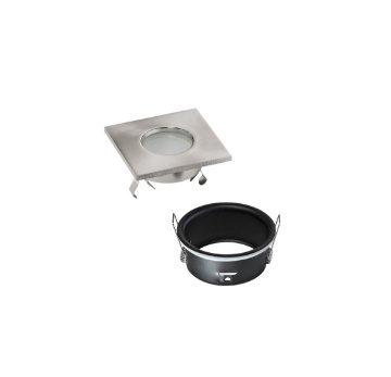 Immagine di Porta Faretto Quadrato Incasso Da Bagno Nichel IP65 Viper Intec