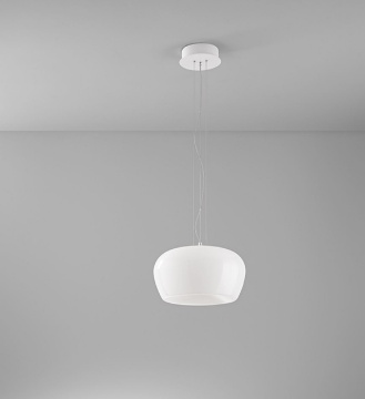 Immagine di Sospensione Vetro Bianco Lucido Kave Led 20w 3000k Perenz 8530