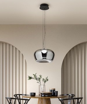 Immagine di Sospensione Vetro Specchiato Fume Kave Led 20w 3000k Perenz 8530 SP