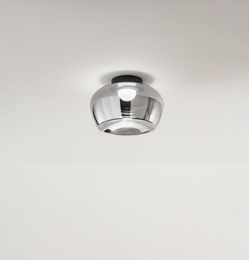 Immagine di Plafoniera Led Boccia Vetro Specchiato Fume 3000k Dimmerabile Kave Perenz 8532 SP