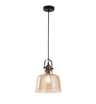 Immagine di Sospensione Vintage Paralume Campana Vetro Ambra Orientabile Perenz 6840 AM