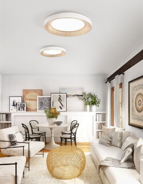 Immagine di Plafoniera Bianca Decoro Oro Rotonda 50 cm Led CCT 40w 3000k 4000k Hive Perenz