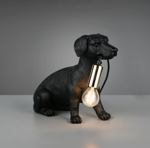 Immagine di Lampada Da Tavolo Cane Seduto Con Portalampade Oro Rudi Trio Lighting