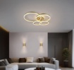 Immagine di Plafoniera Led 4 Cerchi Dorati Drake 50w 2700k 6500k Dimmerabile Con Telecomando