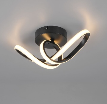 Immagine di Plafoniera Corridoio Nera Fiocco Led 7w 3000k Rusa Trio