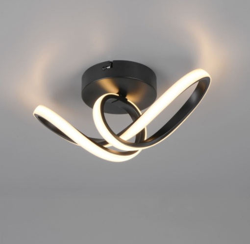 Immagine di Plafoniera Corridoio Nera Fiocco Led 7w 3000k Rusa Trio