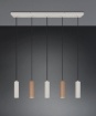 Immagine di Lampadario Moderno Per Tavolo 5 Cilindri Rigati GU10 Soka Trio