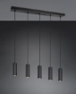 Immagine di Lampadario Moderno Per Tavolo 5 Cilindri Rigati GU10 Soka Trio