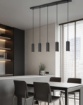 Immagine di Lampadario Moderno Per Tavolo 5 Cilindri Rigati GU10 Soka Trio