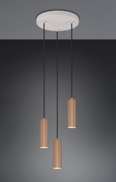 Immagine di Lampadario Rotondo 3 Luci Con Cilindri Rigati GU10 Soka Trio