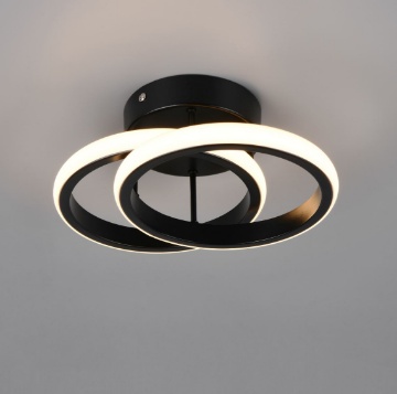 Immagine di Plafoniera Design Anelli Led 7w 3000k Kasia Nero Trio