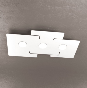 Immagine di Plafoniera Echo Top Light Design Rettangolare Piatto Bianco 3 Luci Led Gx53