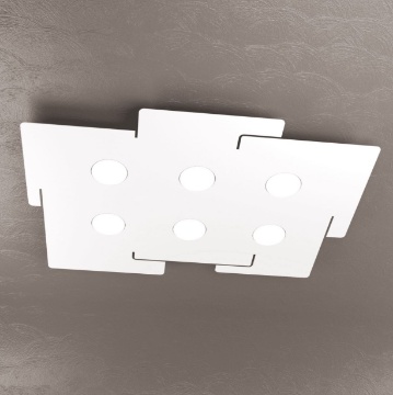 Immagine di Plafoniera Moderna Echo Top Light 6 Luci Led Gx53 Design Ultrasottile Bianco