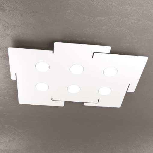 Immagine di Plafoniera Moderna Echo Top Light 6 Luci Led Gx53 Design Ultrasottile Bianco