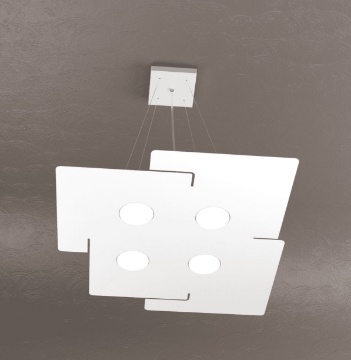 Immagine di Lampadario Quadrato Bianco 4 Luci Per Tavolo Echo Top Light Led Gx53