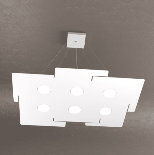 Immagine di Lampadario Design Moderno Sottile Per Sala Da Pranzo Bianco Echo Top Light Led Gx53