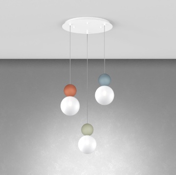 Immagine di Lampadario Rotondo Sfere Multicolor Moderno Cottage Top Light