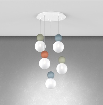 Immagine di Lampadario Top Light Cascata Sfere Multicolor Per Soggiorno Cottage 5 Luci Rotondo