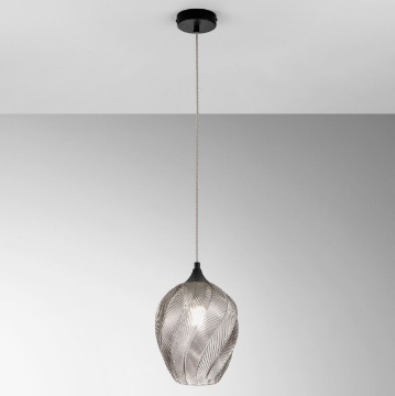 Immagine di Lampada A Sospensione Vetro Grigio Fume Majesty Fan Europe