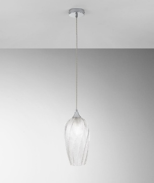 Immagine di Lampadario Pendente Vetro Decorato Trasparente Majesty Fan Europe
