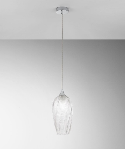 Immagine di Lampadario Pendente Vetro Decorato Trasparente Majesty Fan Europe