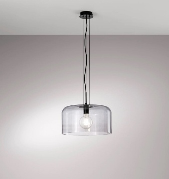 Immagine di Sospensione Moderna Rotonda Per Cucina Vetro Fume Gibus 30 cm Fan Europe