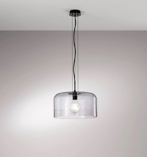 Immagine di Sospensione Moderna Rotonda Per Cucina Vetro Fume Gibus 30 cm Fan Europe
