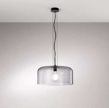 Immagine di Lampadario Rotondo Per Cucina In Vetro Fume Gibus 40 cm Fan Europe