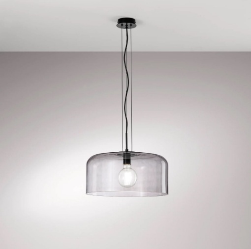 Immagine di Lampadario Rotondo Per Cucina In Vetro Fume Gibus 40 cm Fan Europe