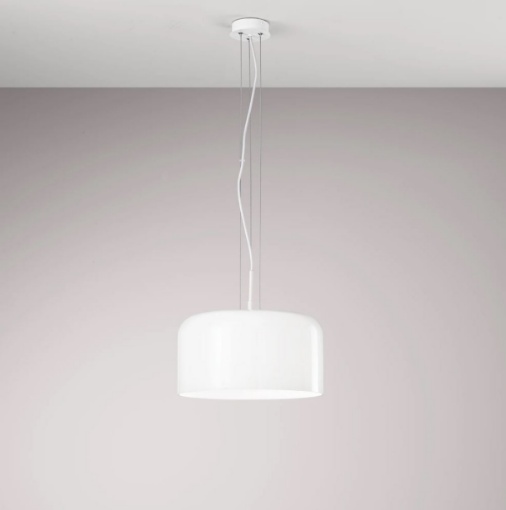 Immagine di Lampadario Moderno Per Cucina Bianco Vetro 35 cm Gibus Fan Europe
