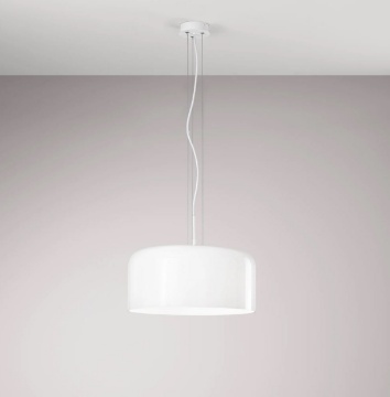 Immagine di Lampadario In Vetro Bianco Per Tavolo Gibus 40 cm Fan Europe