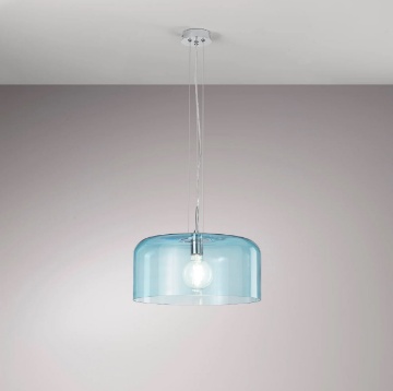 Immagine di Lampadario In Vetro Blu Per Cucina Salotto Gibus 40 cm Fan Europe