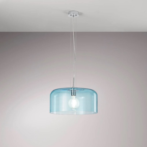 Immagine di Lampadario In Vetro Blu Per Cucina Salotto Gibus 40 cm Fan Europe