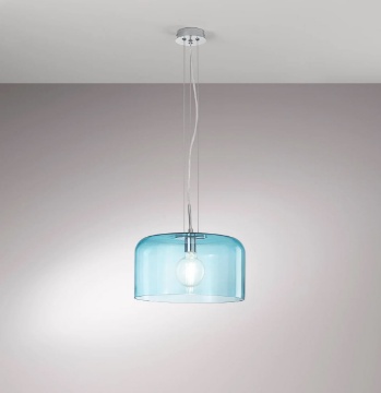 Immagine di Lampadario Per Cucina Vetro Blu Moderno Gibus 35 cm Fan Europe