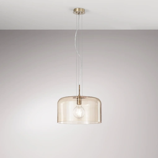 Immagine di Lampadario Cucina Vetro Ambra Trasparente Gibus 30 cm Fan Europe