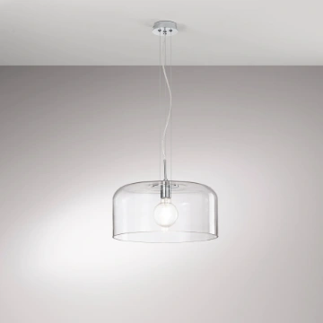 Immagine di Lampadario Rotondo Cupola Vetro Trasparente Gibus 40 cm Fan Europe