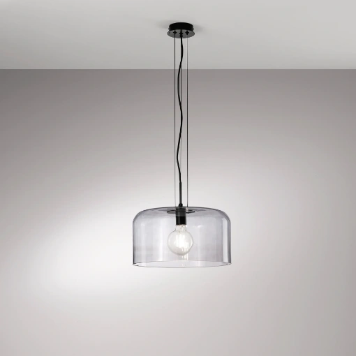 Immagine di Lampadario Cucina Vetro Fume Trasparente 35 cm Gibus Fan Europe